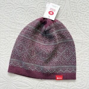 North Worn Men's Fair Isle Flam Knit Wool-Blend Beanie Hat, Purple